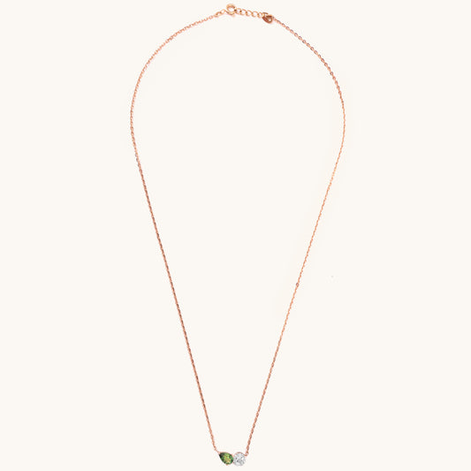 Tourmaline Simple Diamond Necklace in 18kt gold & natural diamonds, BIS minimalist gift for her now under 50,000