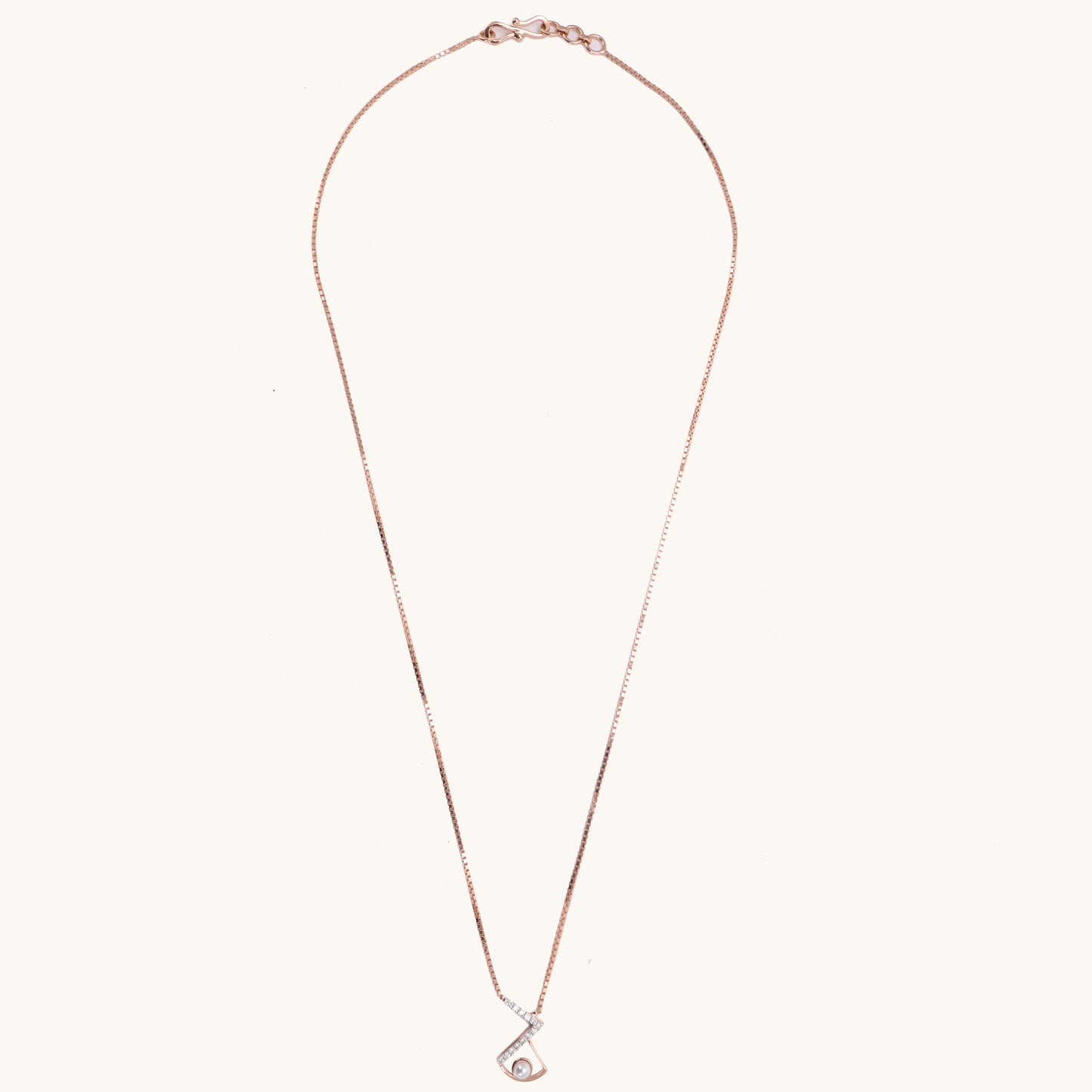 Zing Diamond Necklace in 18kt BIS hallmarked gold, adorned with IGI-certified diamonds and pearls, perfect for luxury under Rs. 70,000.