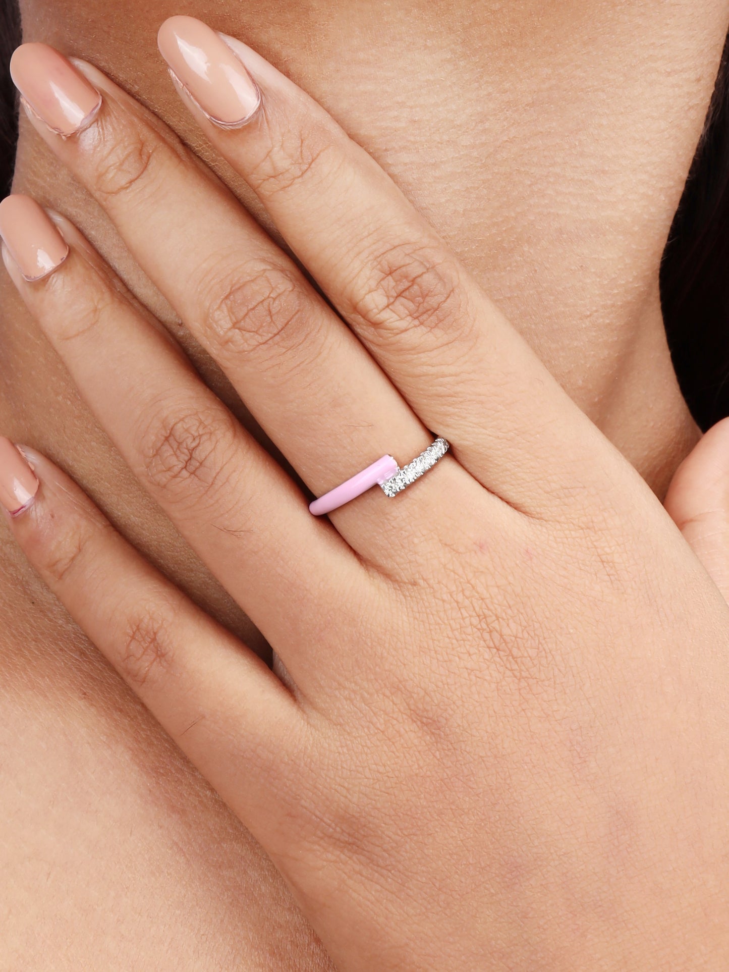 Pink Diamond Ring made with 18 kt gold for women, Feminine Daily Wear Jewellery & Romantic Gift ideas for girlfriend or wife under Rs. 40,000.