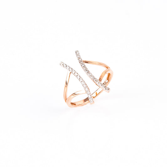 Curved Diamond Ring made with 18kt gold. Designed for daily wear, its graceful curvature adds a touch of sophistication to any outfit. Buy it for yourself or a special someone, this versatile piece is the perfect gift idea. Explore our affordable collection under 50,000 for gifting inspiration. Elevate your workwear edit with this timeless accessory that exudes elegance and charm.