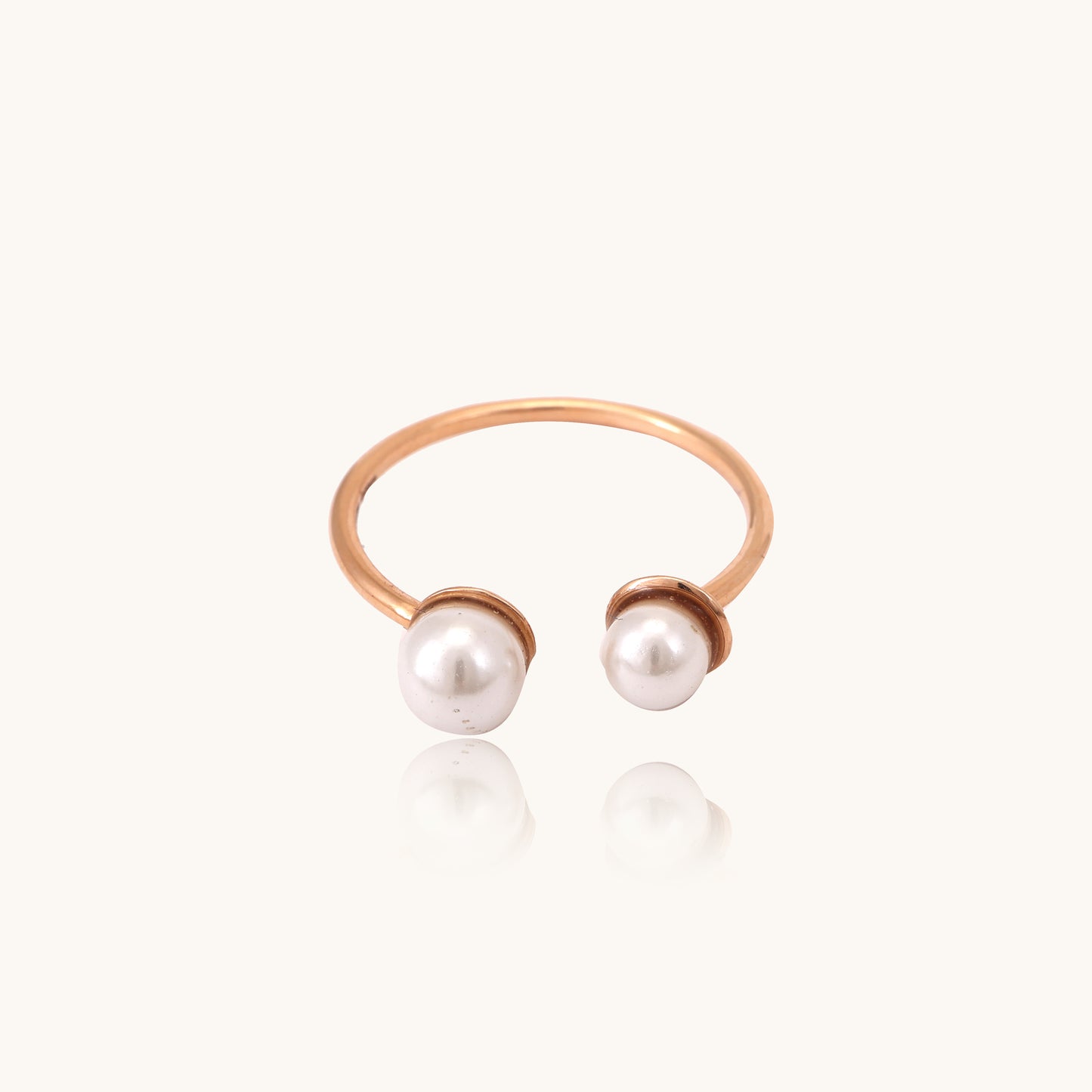 Double Pearl Gold Ring in 18kt gold with pearls; BIS-certified jewelry gift for her under 15,000