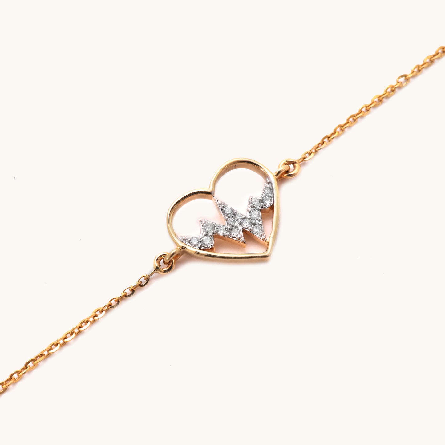 18kt Gold Heartbeat Diamond Bracelet with IGI certified VVS diamonds, perfect for everyday wear and special occasions. Shop Caratly Luxury Jewels under Rs. 25k.