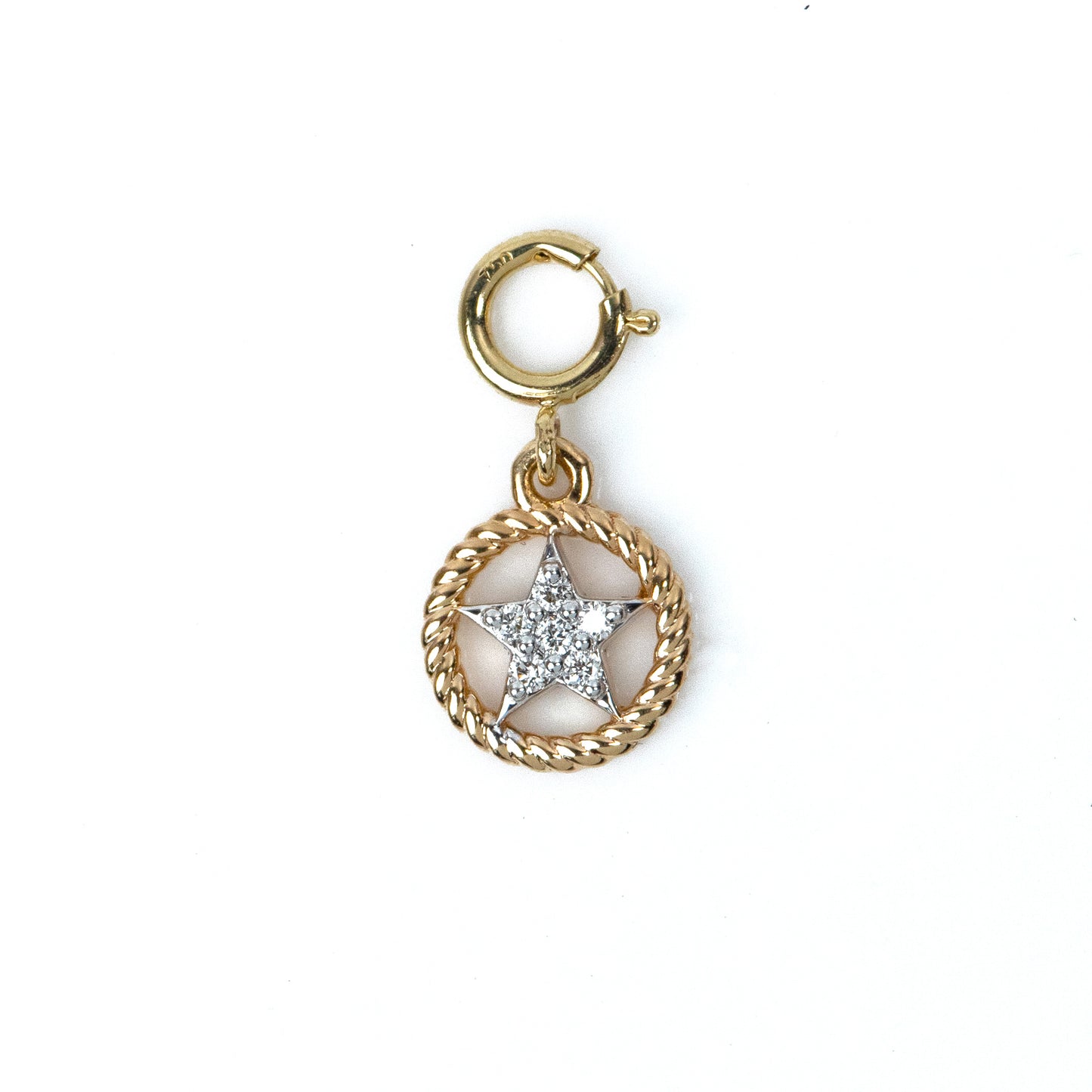 18kt Gold Star Diamond Charm. Dainty elegance for everyday wear for Women. Add a celestial touch to any outfit with this versatile charm. Affordable gift idea for her from our collection under 10,000.