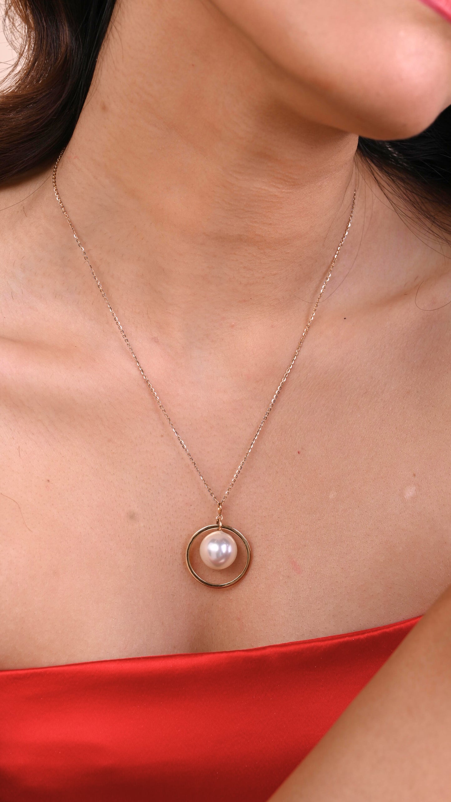 Pearl Flat Pendant in 18kt gold with pearl; certified BIS minimalist jewelry gift for her under 20,000