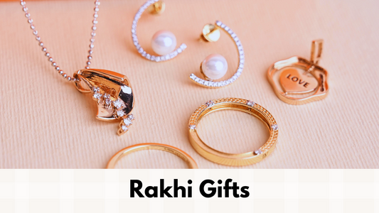  Unique Rakhi Gifts for Sister (2024)!  Gold & diamond jewellery including rings, necklaces, bracelets & earrings. Trendy designs. Best prices in India.