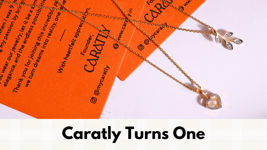 Caratly celebrates 1 year of stylish, affordable jewelry. Discover our latest collection of gold and diamond rings, necklaces, bracelets, pendants, and earrings. Perfect gifts for women. Shop online now and find the perfect piece.