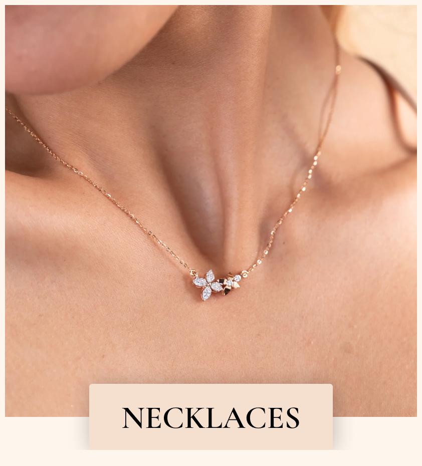 Necklaces featuring 18kt gold and natural diamonds. Affordable, certified jewelry under Rs 15k, 20k, 30k, and 50k, perfect for everyday wear, 9to5 pieces, and gifts for her. Shop our minimal jewelry collection for stylish women's jewelry.