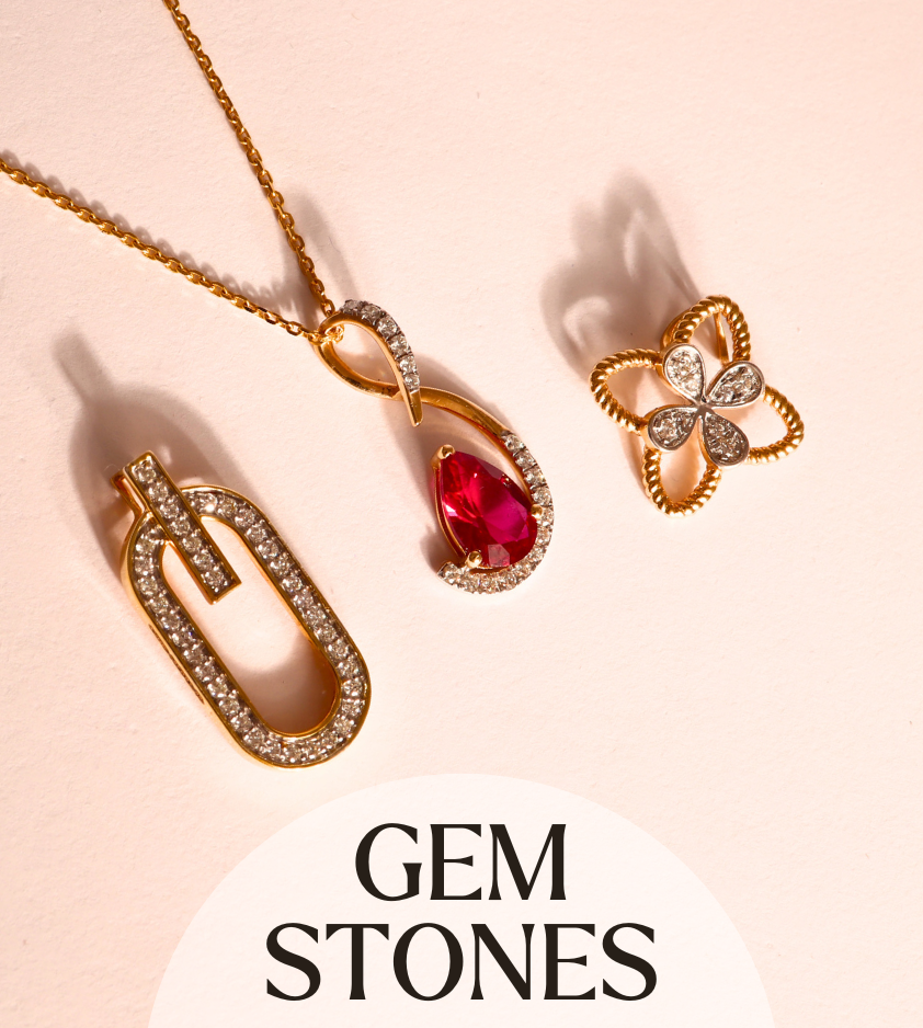 Gemstone jewelry in 18kt gold and diamonds, featuring colorful rings, pendants, and bracelets, perfect for gifting or everyday elegance.