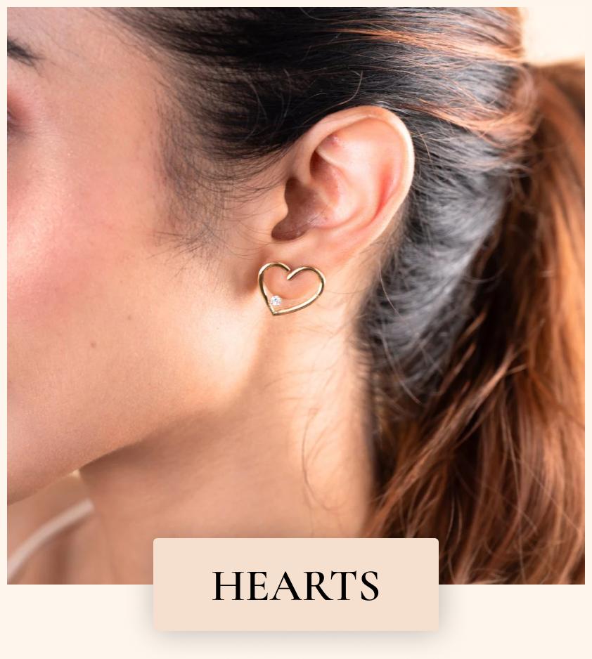 Introducing Caratly's Loving Hearts collection, showcasing exquisite heart-shaped gold and diamond jewellery including bracelets, earrings, and rings. Elevate your everyday and office wear with timeless romance under 15k, 20k, 30k & 50k.