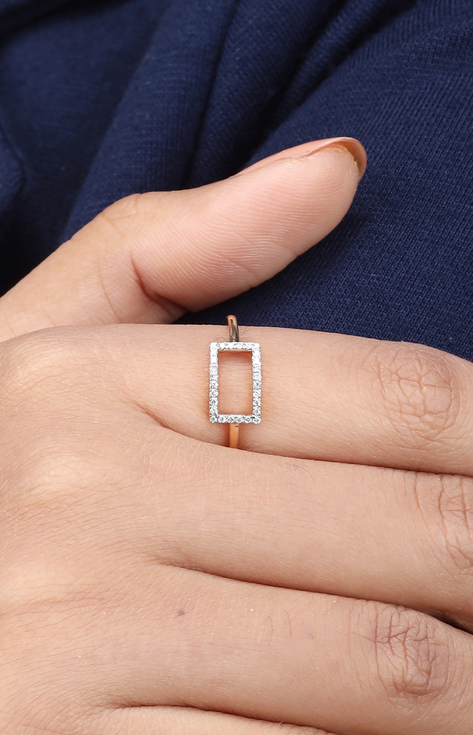 Discover elegance with our Box Diamond Ring crafted in 18kt gold. Sparkling everyday wear Jewellery for women. Affordable gifting ideas for her.