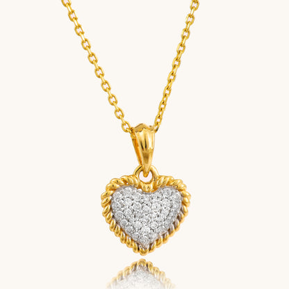 Cluster Heart Pendant in 18kt gold and diamond. Shop Caratly's latest 2024 collection of gold and diamond jewellery online under Rs 30,000. Trendy and stylish 18kt gold pieces at best prices in India. Minimal designs, affordable prices. Gold and diamond jewellery online, Latest collection, Best prices in India, Trendy jewellery, Gifts in gold