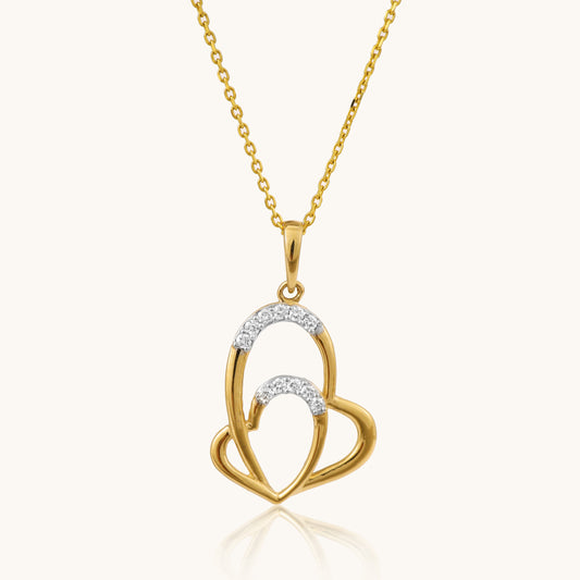 Celebrate love in style with our captivating 18kt gold Interloop Heart Pendant. Featuring two interlocking hearts, this romantic design symbolizes timeless connection and affection. Perfect for everyday wear, it adds elegance to casual looks, workwear, or evening attire. The ideal gift for her under 30,000. 