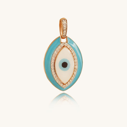 Evil Eye Pendant - 18kt gold and diamond jewellery online. Shop trendy and stylish women's jewellery under Rs 50,000. Latest 2024 designs at best prices in India. Minimal and affordable 18kt gold jewellery. Perfect gifts in gold for loved ones. Gold and diamond jewellery online, Trendy jewellery, Latest collection, Best prices in India.