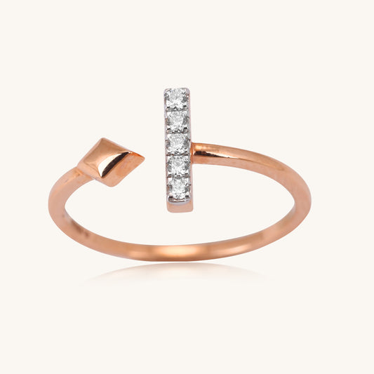 Elevate your everyday style with our 18kt gold Linear Diamond ring. Designed for versatility, this minimalist yet elegant ring seamlessly transitions from work to weekend, adding a touch of sophistication to any ensemble. Priced under Rs. 30,000, it makes a beautiful gifting idea for her. Embrace a casual yet refined look with this everyday wear edit. 