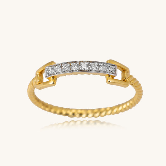 Elevate your style with our 18kt Gold Shimmering Line Ring, a must-have addition to your jewelry collection. Whether you're searching for a thoughtful gift or a versatile everyday wear ring, this design is sure to impress. Priced under 30,000, it's perfect for your casual or workwear edit. 