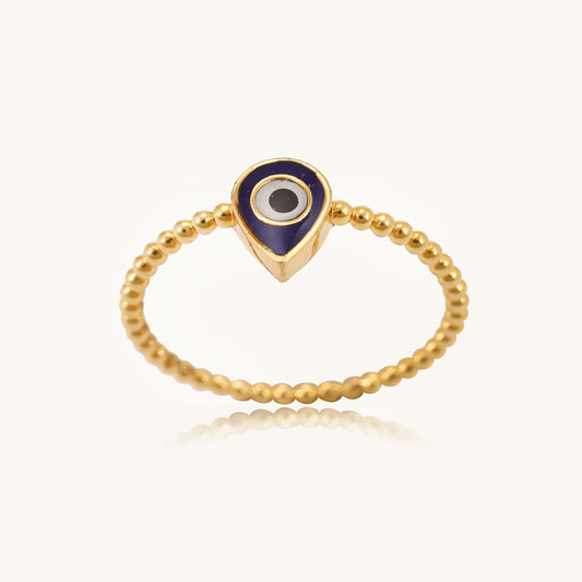 Elevate your style and protect yourself with our stunning 18 kt gold Evil Eye Ring, crafted with Natural Diamonds. This sleek design adds a touch of elegance to your everyday wear, work, or casual looks while warding off negativity. An ideal gift for her under 10,000, it's both fashionable and functional. 