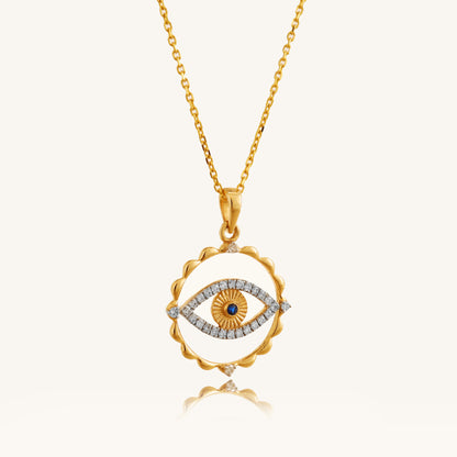 Elevate your style and safeguard yourself with our 18 kt Beaded Evil Eye Diamond Pendant from the Spring Edit. Meticulously crafted with precision and rich symbolism, this exquisite piece is a must-have addition to your fine jewelry collection. Priced under 30,000, it offers affordable luxury and timeless elegance.