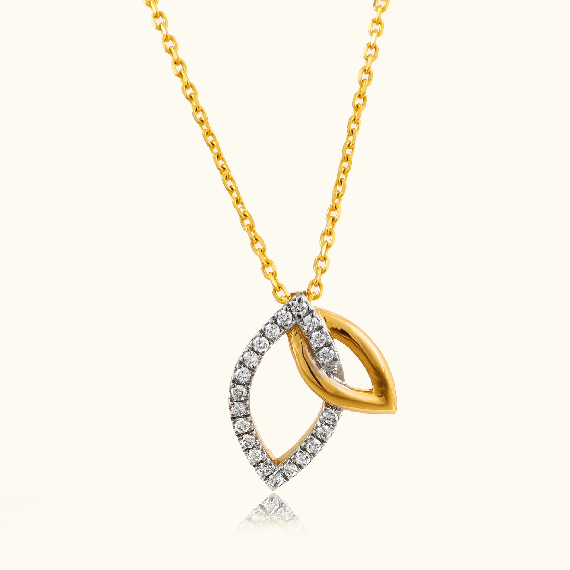 Embrace the essence of everlasting connection with our alluring 18kt gold Entangled Diamond Pendant. Explore timeless beauty with our Spring Diamond Bracelet, a sophisticated piece priced under Rs. 30,000, ideal for everyday wear and thoughtful gifts. This captivating pendant exudes elegance, seamlessly complementing your casual looks, workwear, or special occasions.