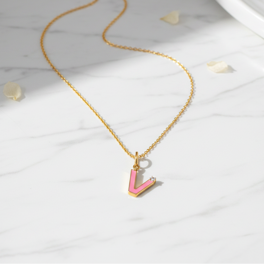 V Pink Diamond Charm