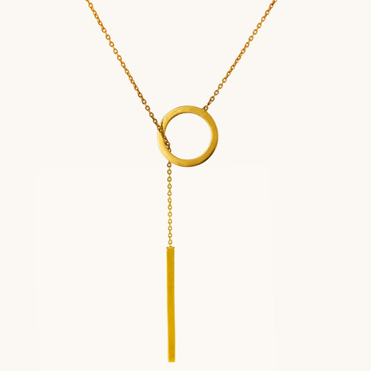 18kt Gold Hoop Necklace by Caratly, made with BIS hallmarked gold. A perfect everyday wear gold necklace under 30k and a luxurious jewelry gift for her.