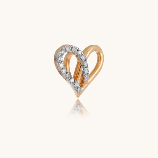 Caratly Twin Heart Diamond Pendant crafted in 18kt gold with IGI-certified VVS diamonds, ideal for everyday elegance or gifting under Rs. 10,000.