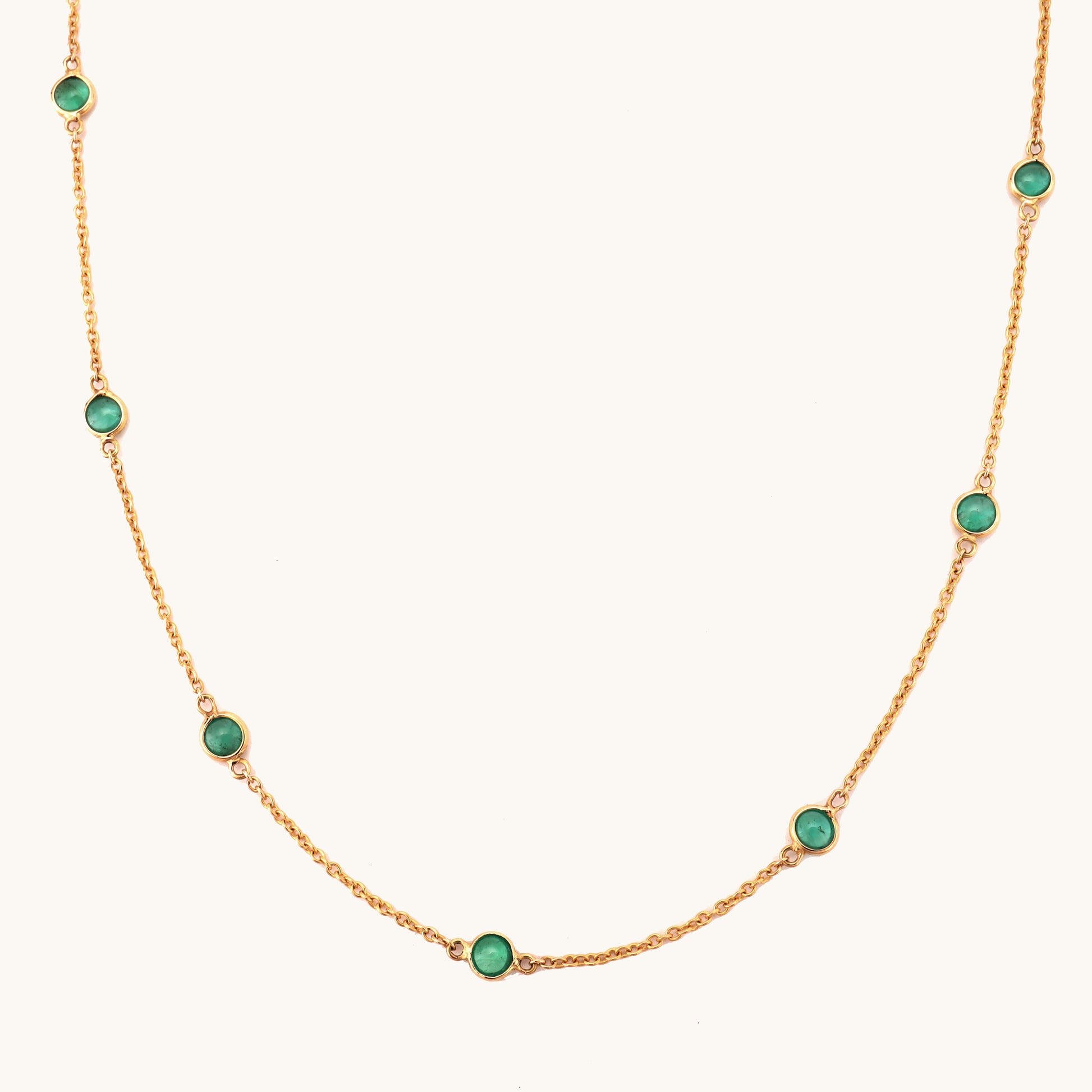 18kt gold emerald necklace. Fine jewellery under ₹50,000. Chic, timeless, luxe.