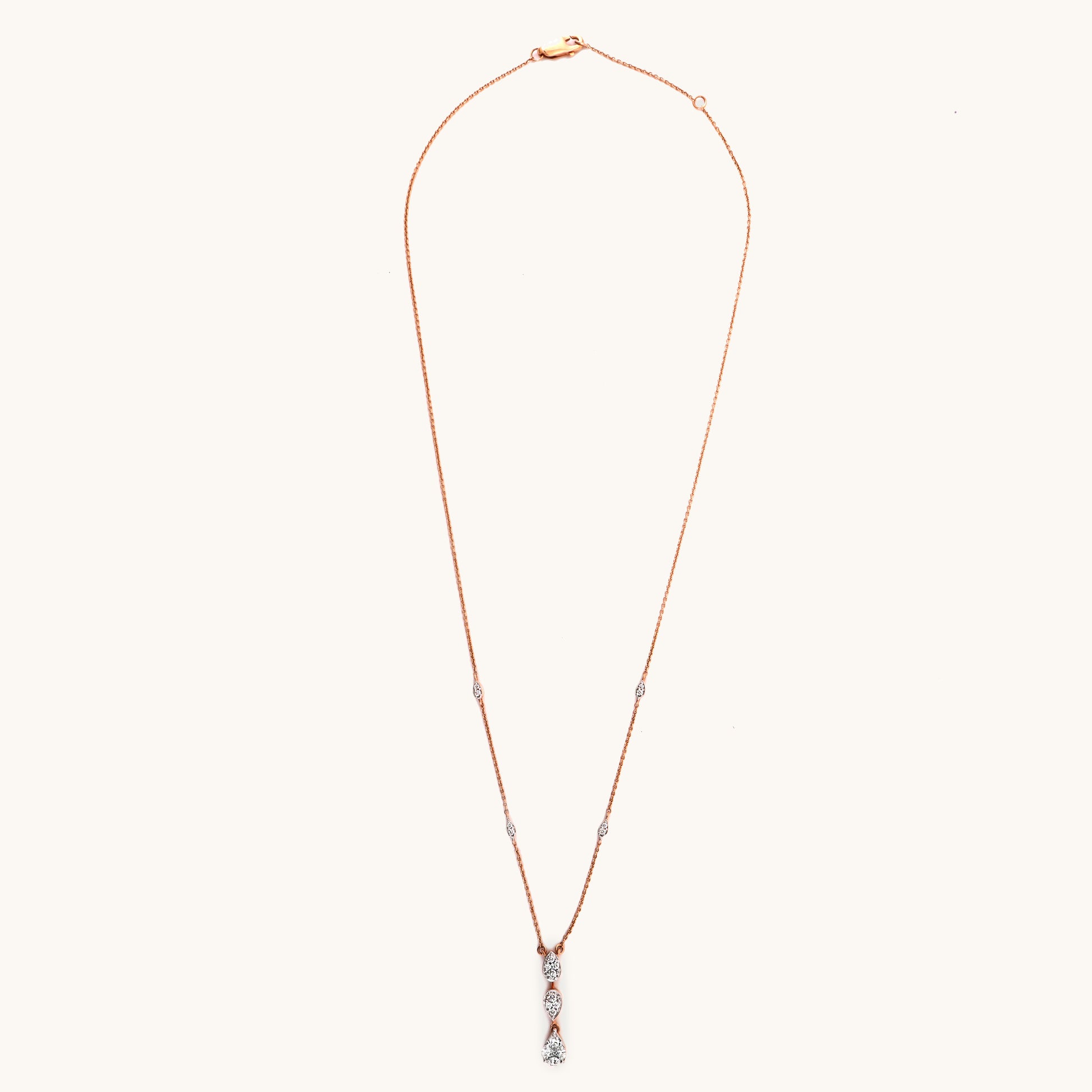 18kt gold Gleam Fall Necklace with VVS diamonds—luxury fine jewellery under ₹80,000 for women.