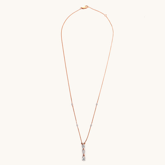 18kt gold Gleam Fall Necklace with VVS diamonds—luxury fine jewellery under ₹80,000 for women.