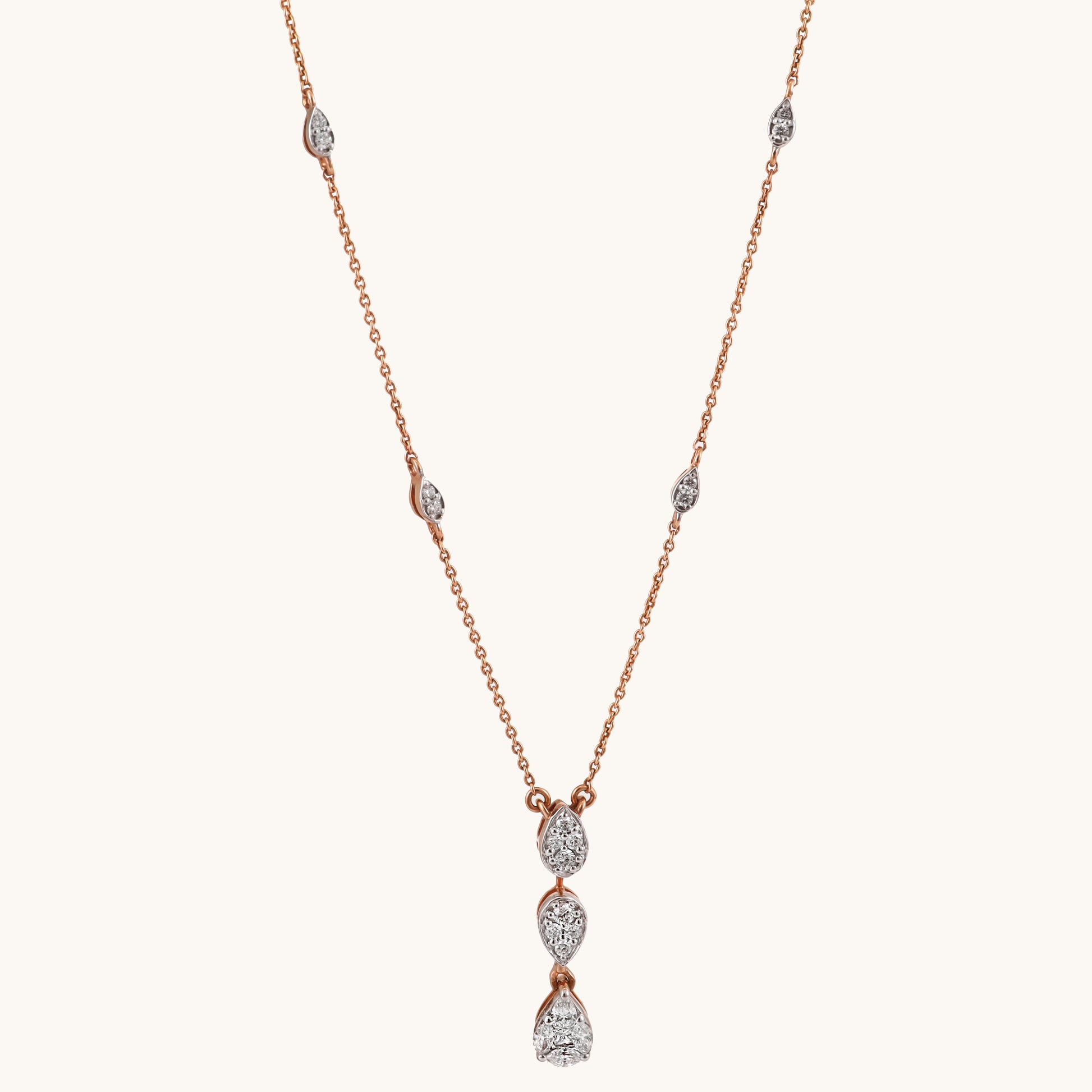 18kt gold Gleam Fall Necklace with VVS diamonds—luxury fine jewellery under ₹80,000 for women.