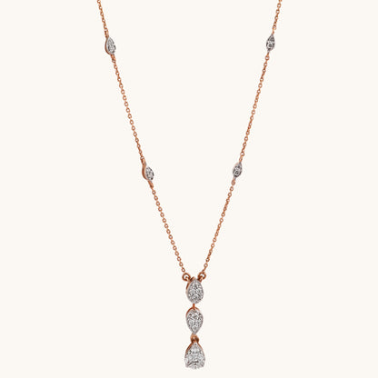 18kt gold Gleam Fall Necklace with VVS diamonds—luxury fine jewellery under ₹80,000 for women.
