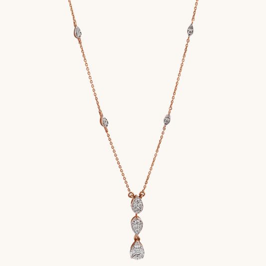 18kt gold Gleam Fall Necklace with VVS diamonds—luxury fine jewellery under ₹80,000 for women.