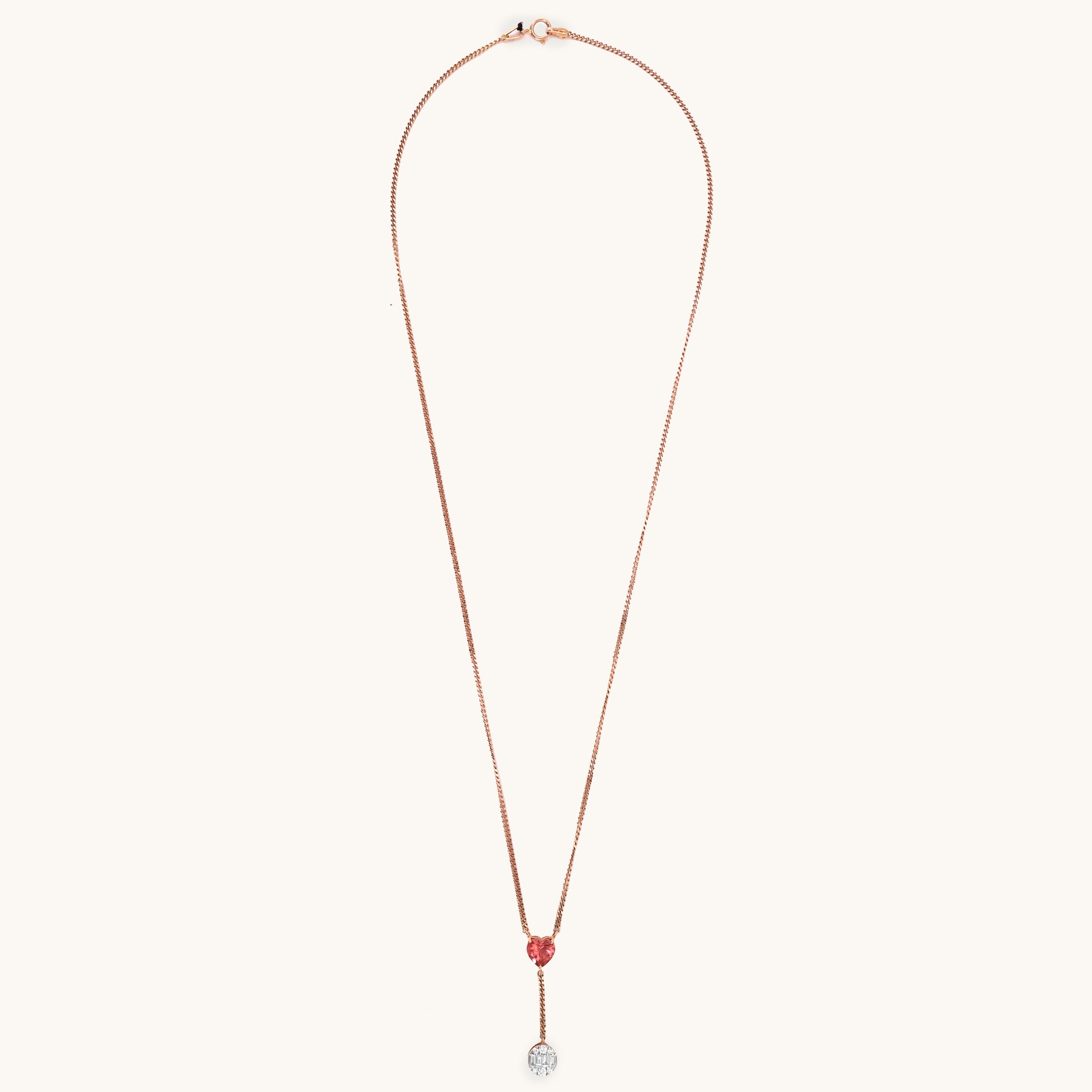 18kt gold Heart Drop Necklace with VVS diamonds—luxury fine jewellery under ₹80,000 for women.