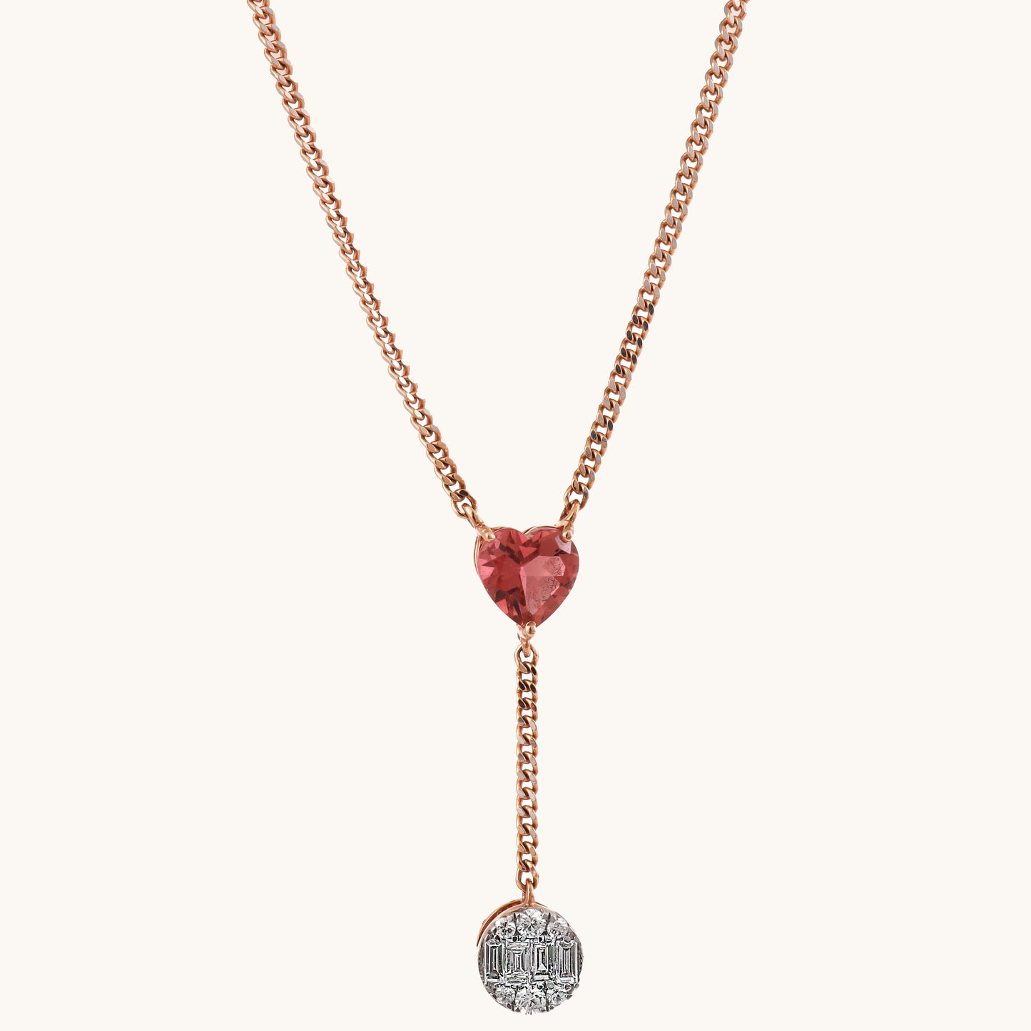 18kt gold Heart Drop Necklace with VVS diamonds—luxury fine jewellery under ₹80,000 for women.