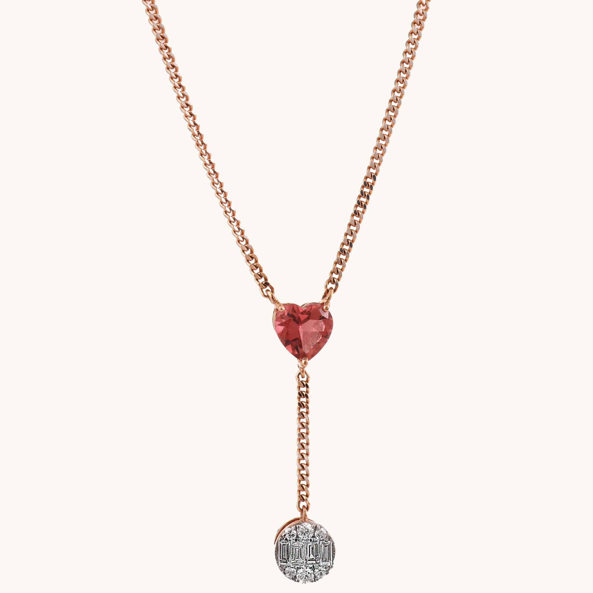 18kt gold Heart Drop Necklace with VVS diamonds—luxury fine jewellery under ₹80,000 for women.
