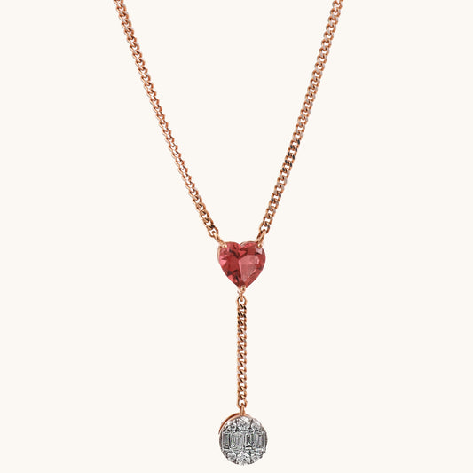 18kt gold Heart Drop Necklace with VVS diamonds—luxury fine jewellery under ₹80,000 for women.