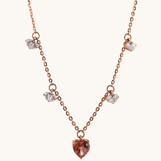 18kt gold Heart Charm Necklace with VVS diamonds—luxury fine jewellery under ₹80,000 for women.