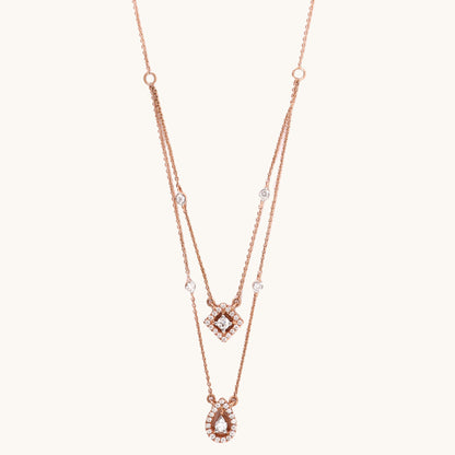 18kt gold Diamond Duo Necklace with VVS diamonds—luxury fine jewellery under ₹80,000 for women.