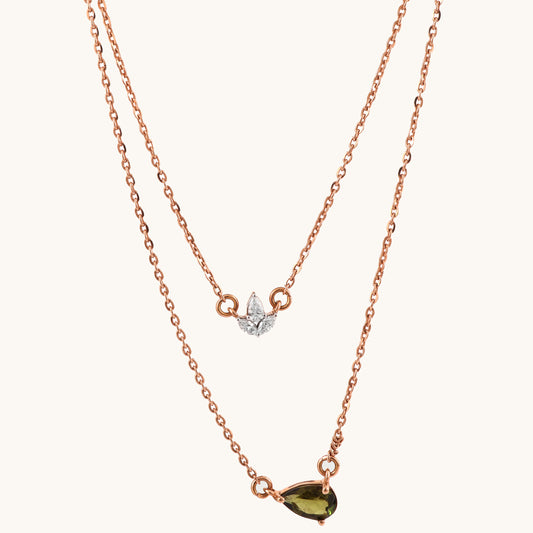 Green Layered Necklace in 18kt gold with VVS diamonds—luxury fine jewellery for modern women.
