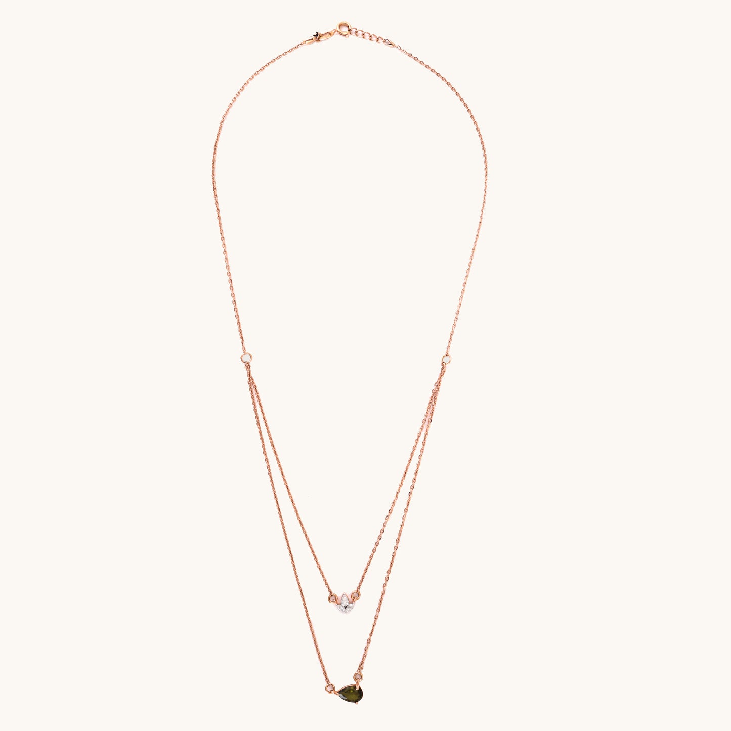 Green Layered Necklace in 18kt gold with VVS diamonds—luxury fine jewellery for modern women.