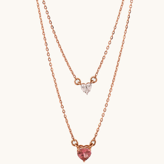 Heartstack Gold Necklace in 18kt gold with VVS diamonds—fine jewellery for gifting & daily elegance under Rs. 80,000