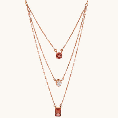 Triple Chain Necklace in 18kt gold with VVS diamonds—layered fine jewellery for modern elegance under 120,000.