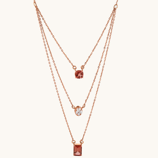 Triple Chain Necklace in 18kt gold with VVS diamonds—layered fine jewellery for modern elegance under 120,000.