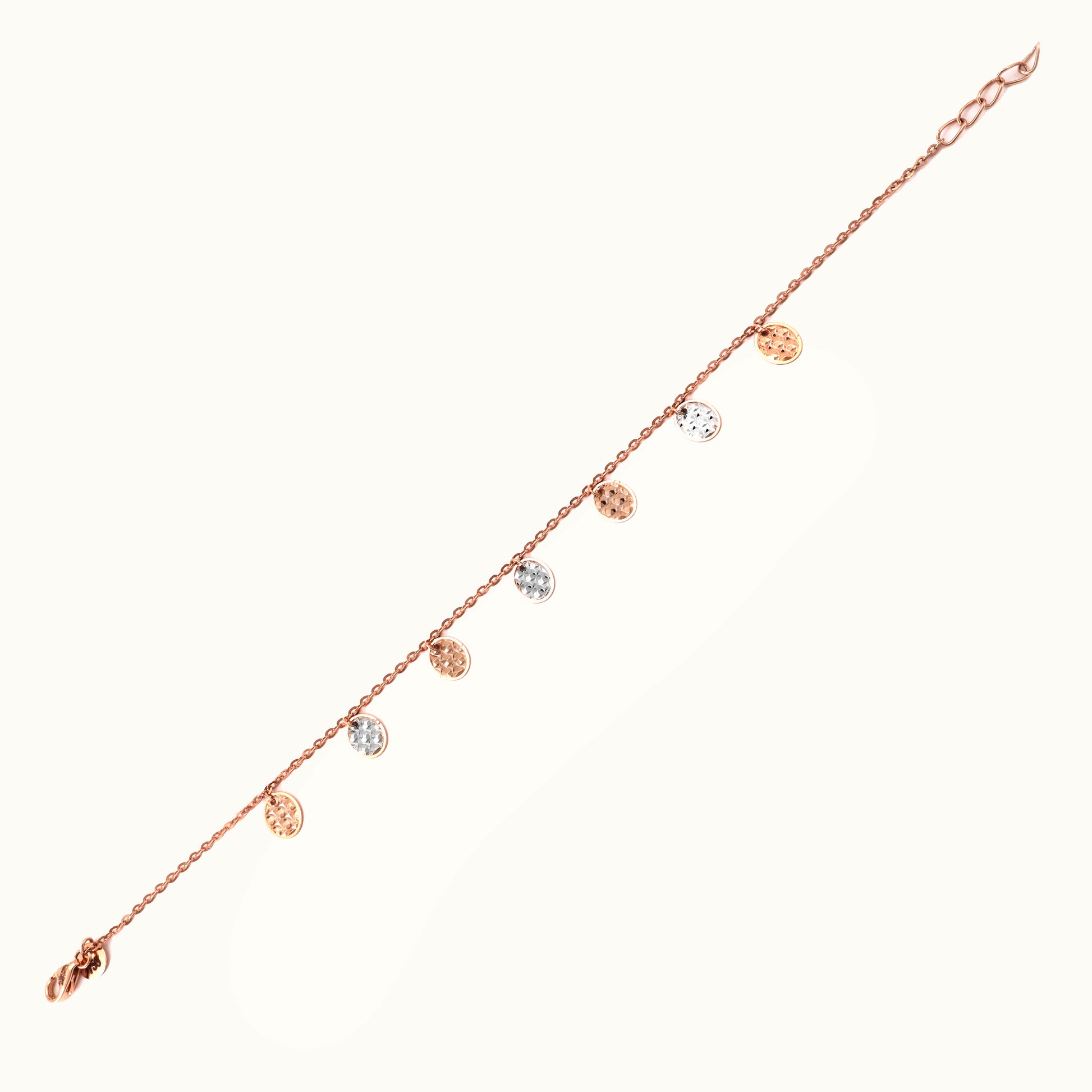 18kt gold dual-tone bracelet. Fine jewellery under ₹50,000. Chic, modern, gift-worthy.