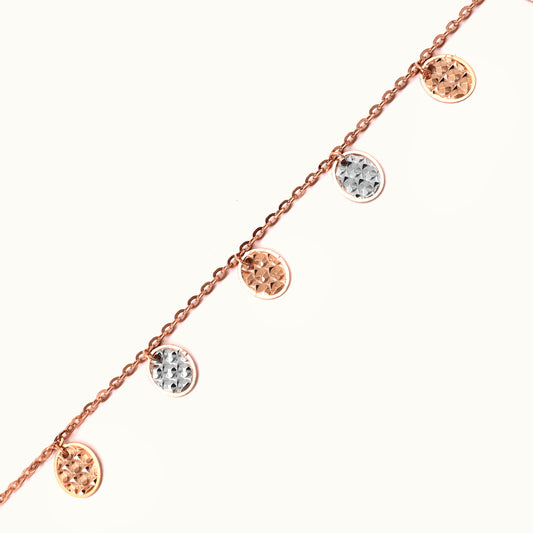 18kt gold dual-tone bracelet. Fine jewellery under ₹50,000. Chic, modern, gift-worthy.