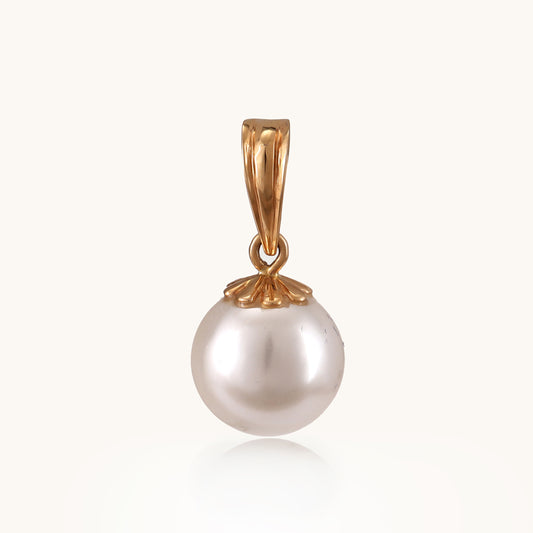 Round Pearl Pendant in 18kt gold—affordable luxury jewellery under ₹10,000.