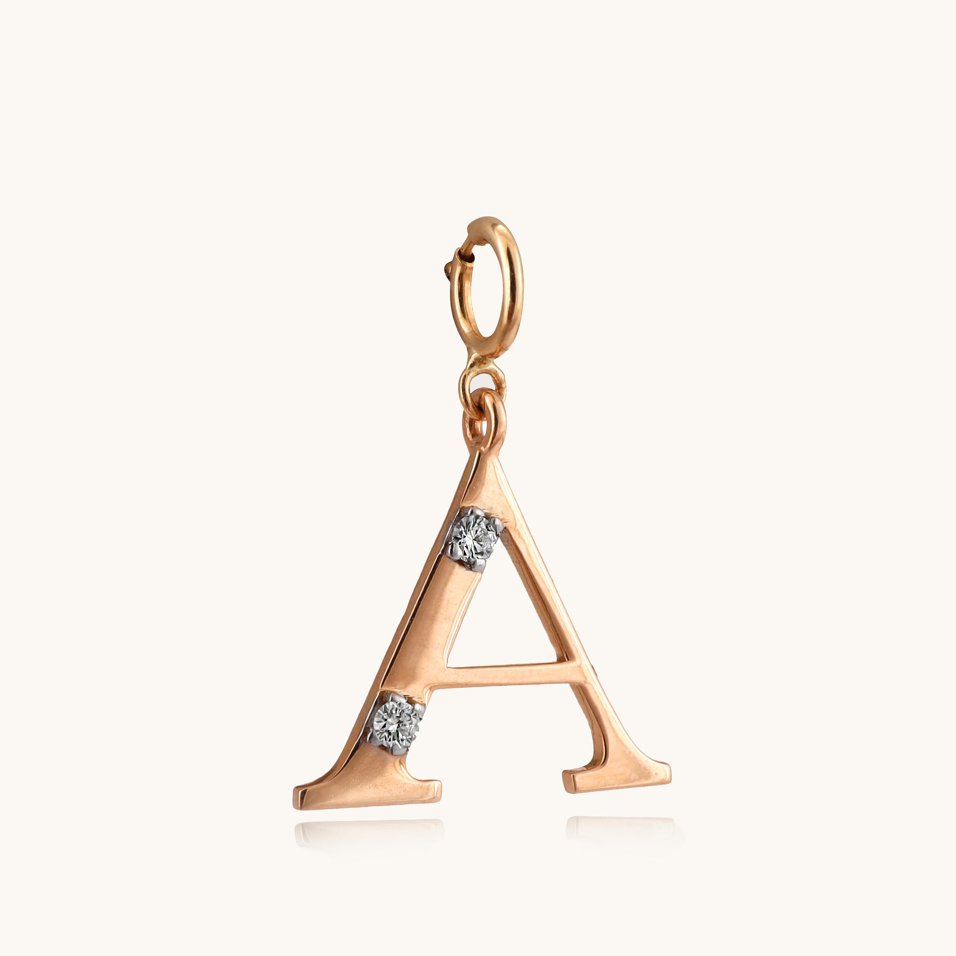18kt gold "A" initial pendant with VVS diamonds—affordable luxury fine jewellery for women.