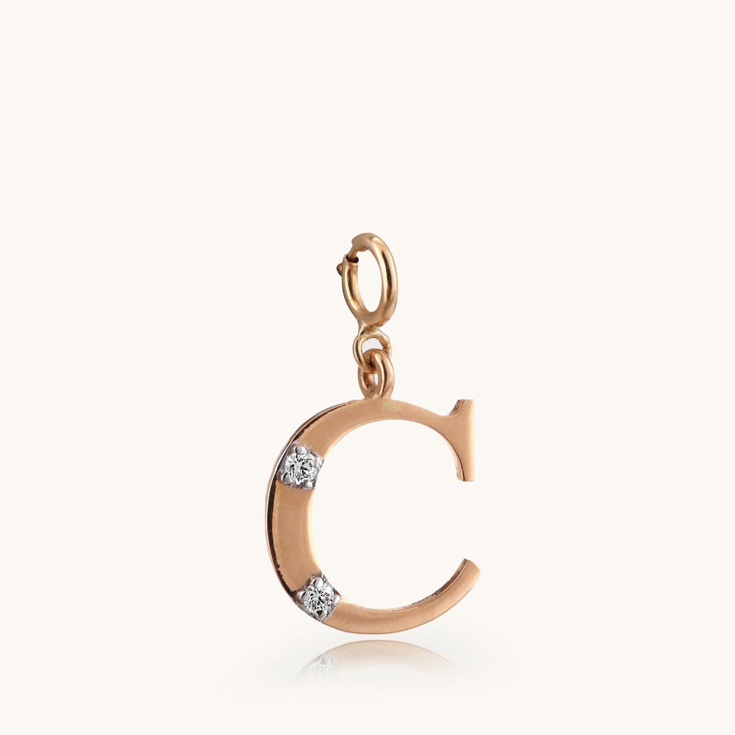 18kt gold "C" initial pendant with VVS diamonds—affordable luxury fine jewellery for women.