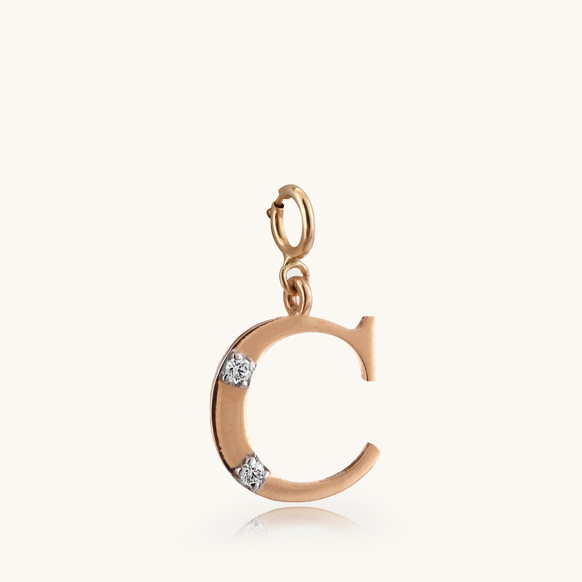 18kt gold "C" initial pendant with VVS diamonds—affordable luxury fine jewellery for women.