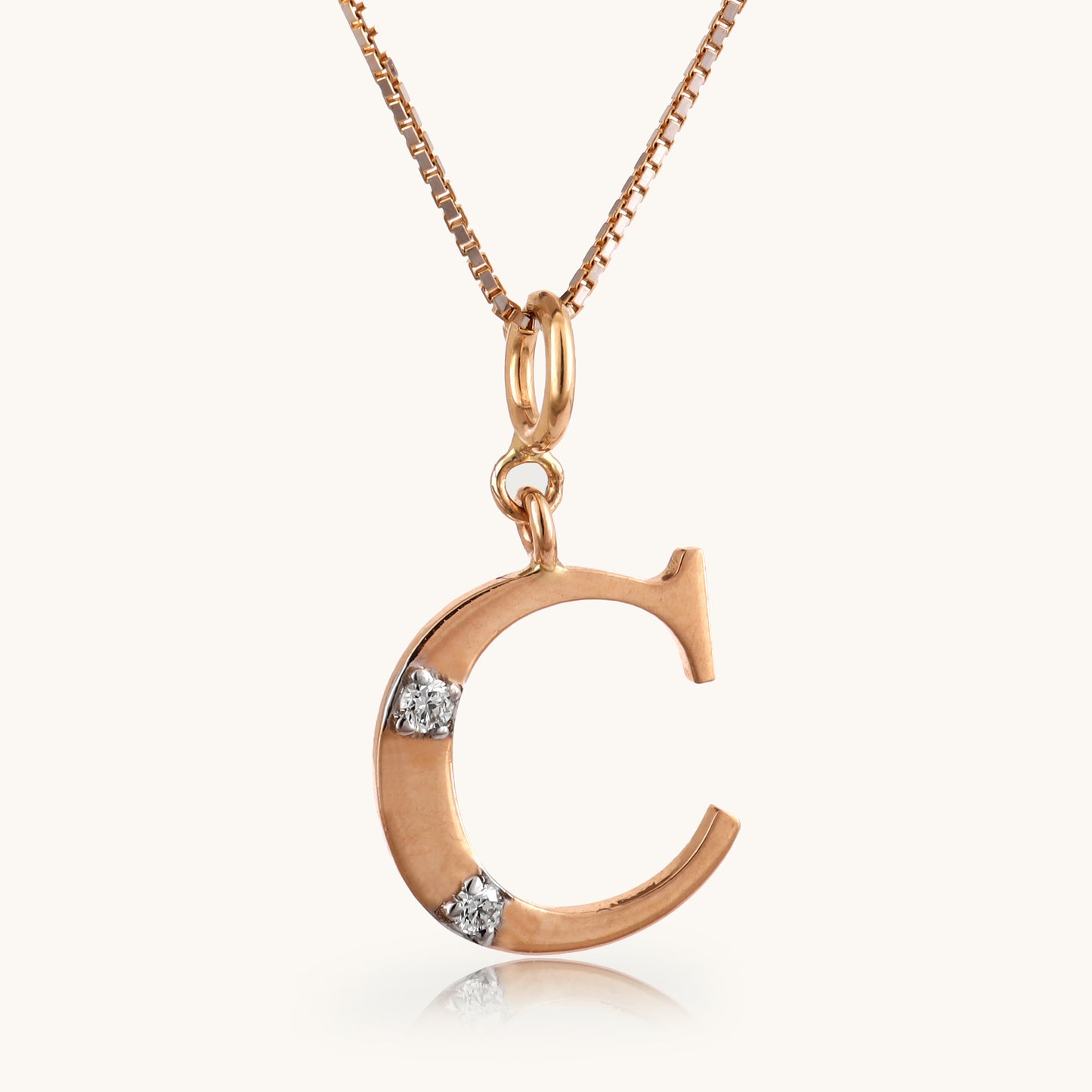 18kt gold "C" initial pendant with VVS diamonds—affordable luxury fine jewellery for women.