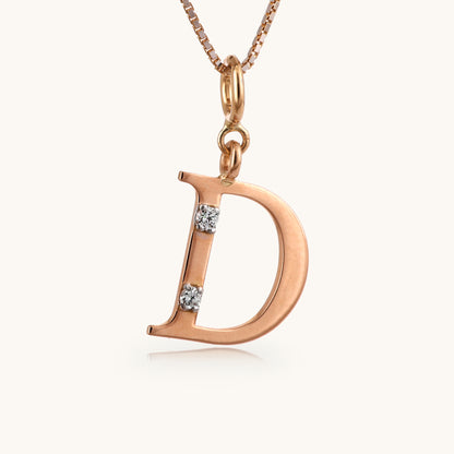 18kt gold "D" initial pendant with VVS diamonds—affordable luxury fine jewellery for women.